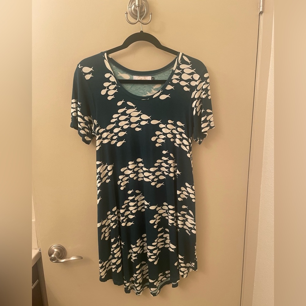Ava Sky/Fighting Eel Green Fish Lia Dress